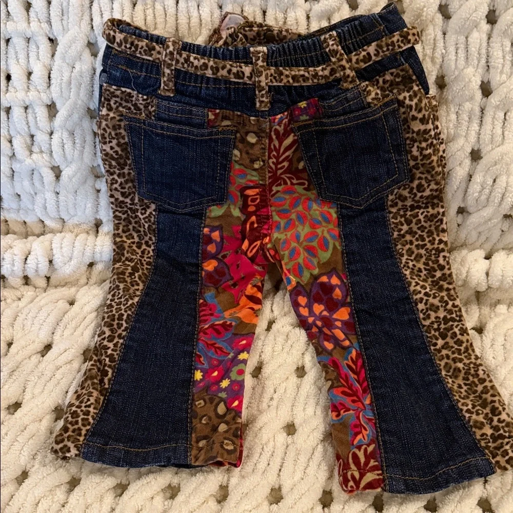 Children’s Place stretch Wide Leg Groovy Patchwork Denim Jeans 12 Months